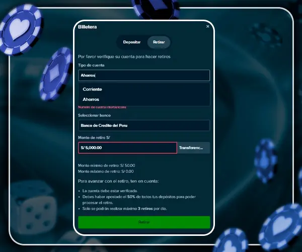 Información sobre la cuenta.